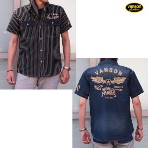 VANSON（バンソン） 半袖総柄シャツ NVSS-2304 アメカジ バイカー