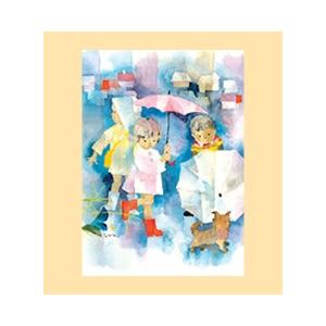 ポストカード　No.76『小犬と雨の日の子どもたち』｜chihiro-fukyu