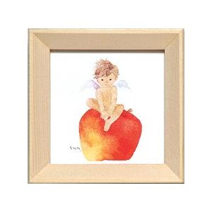木製ミニアート　No.3『りんごと天使』｜chihiro-fukyu