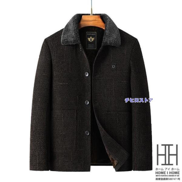 コート ボアジャケット メンズ 冬服 50代 40代 ボア襟 裏ボア 裏起毛 ビジネスコート ラシャ...