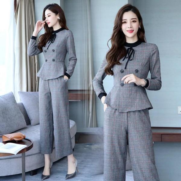 セットアップ スーツ レディース パンツスーツ 上下セット ロングパンツ 2点セット フォーマルスー...