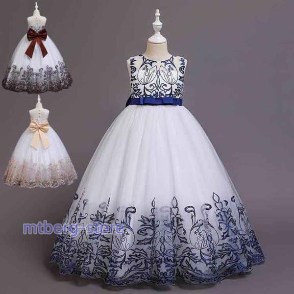 子供ドレス ピアノ発表会 結婚式  子どもドレス レース 刺繍と柔らかいチュールの広がりが可愛い フ...