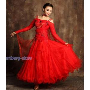 社交ダンス モダンドレス ワルツダンス服　舞台服 ワルツ 大きい裾 s-XL S 社交ダンス 衣装 モダン ドレス ラテン 大きい裾 競技着 練習