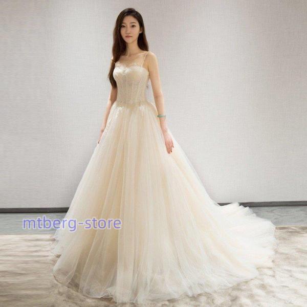 ウエディングドレス 花嫁 結婚式 ウェディングドレス aライン ドレス 演奏会 二次会 花嫁 パーテ...