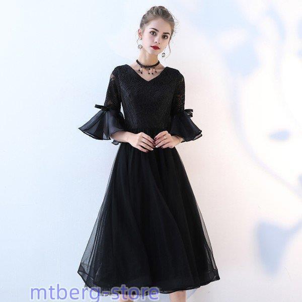 ドレス ブラック パーティードレス 大きいサイズ サイズ指定可 ドレス 結婚式 20代 ブラックフォ...