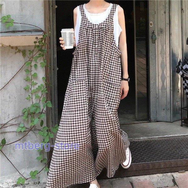 サロペット オーバーオール レディース ワイトパンツ 薄手 ロングパンツ ゆったり ボトムス 大きい...