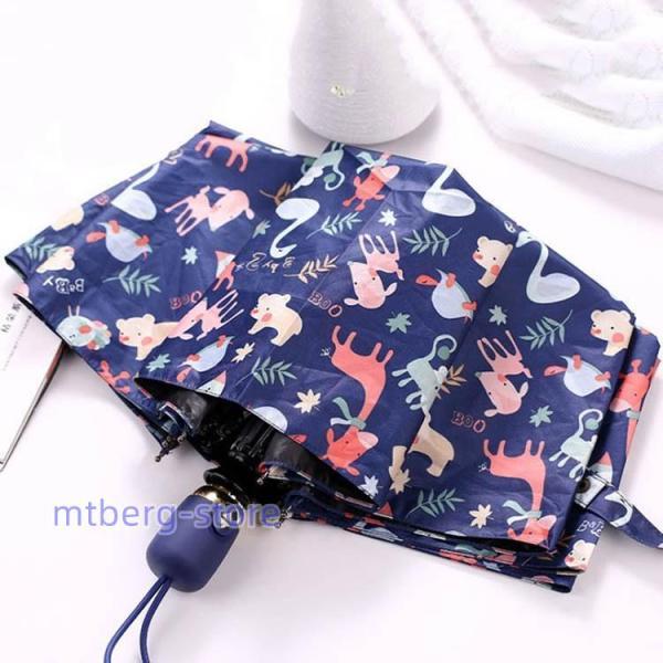 手書き風花柄日傘 晴雨兼用 UVカット 自動開閉式折りたたみ傘 遮光遮熱 折り畳み 傘 レディース ...