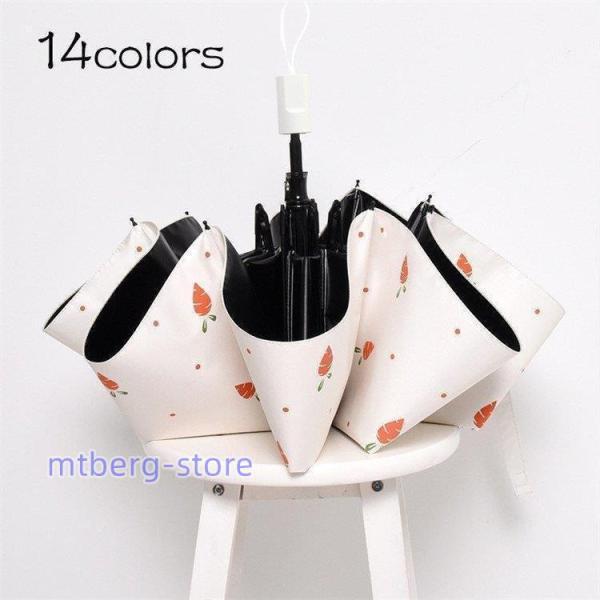 日傘折りたたみ傘レディースメンズ軽量いちご柄黒ゴム可愛い折りたたみ傘UVカット8本骨ミニ傘日傘雨傘遮...