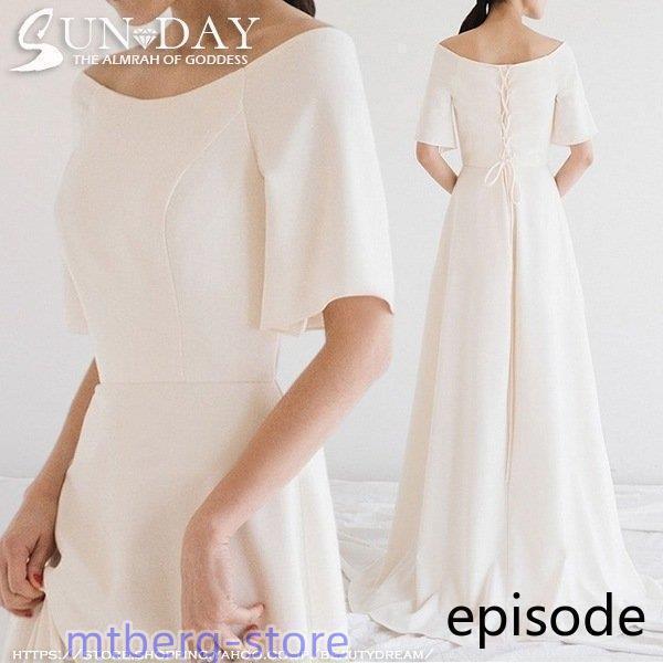 新品ウェディングドレス 白 フォーマルドレス ウエディングドレス エレガント 簡約 パーティードレス...