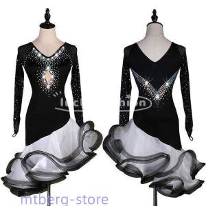 社交ダンス ラテンドレス 長袖 フリンジ付き ラテンダンス ダンス衣装