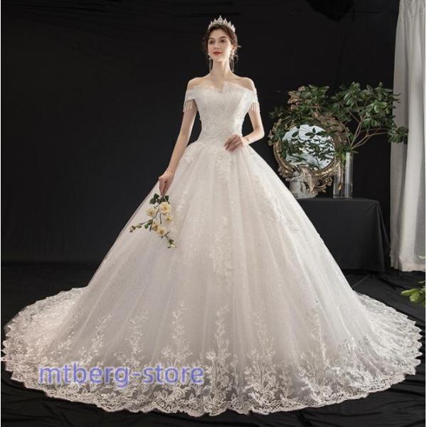 ウェディングドレス ウェディングドレス白 パーティードレス 可愛いレース 花嫁ロングドレス 結婚式 ...