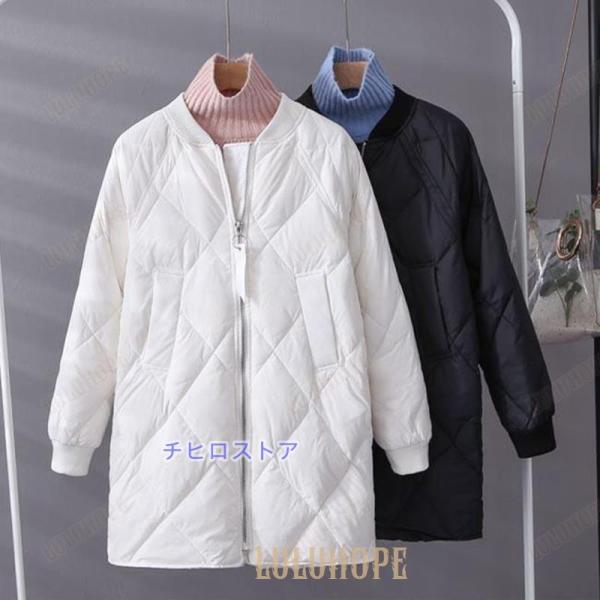 ダウンコート レディース ダウンジャケット 冬 キルティングコート アウター コート 防寒服 黒 白...