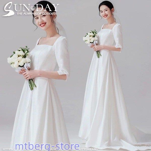 新品ウェディングドレス ウエディングドレス白 パーティードレス ドレス 花嫁ロングドレス 結婚式 ト...