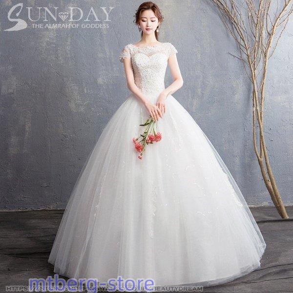 新品ウェディングドレス ウエディングドレス白 パーティー 可愛いレース 花嫁ロングドレス 結婚式 ト...