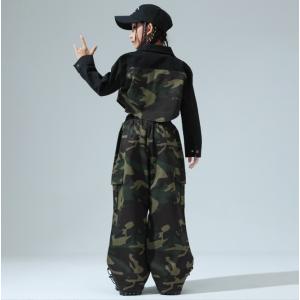 ダンス 衣装 キッズ 黒 トップス 迷彩パンツ...の詳細画像3