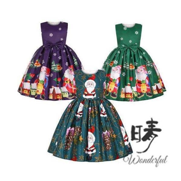 クリスマス衣装 女の子 ワンピース クリスマスツリー 緑 サンタ 子供 コスチューム コスプレ 雪 ...
