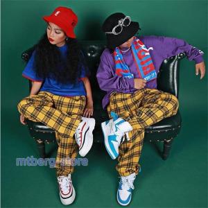 キッズ ダンス衣装 練習着 チェックパンツ  ヒップホップ ダンスパンツ チェック柄 HIPHOP 子供 チェック 韓国 かっこいい ジャズダンス ボトムス ズボン｜chihiro1-store