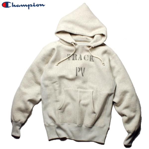 チャンピオン 復刻 後付けパーカー ステンシルプリント リバースウィーブ Champion TRUE...