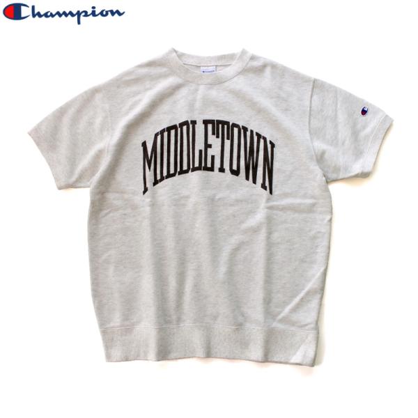 Champion チャンピオン 半袖スウェット カレッジプリント オートミール