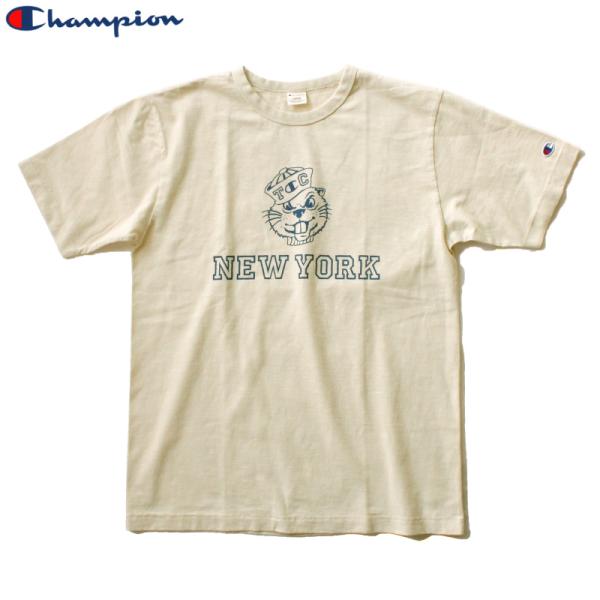 チャンピオン カレッジプリント マスコット キャラクター Tシャツ ヴィンテージ仕様 クリーム ナチ...