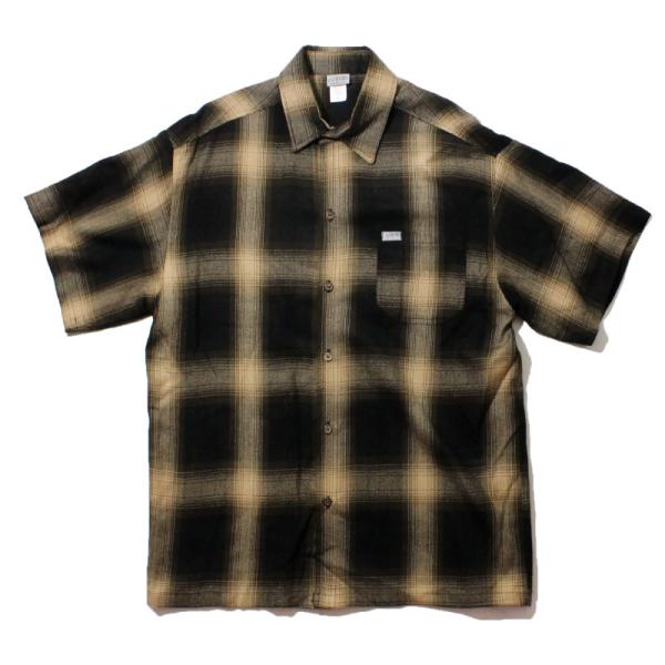 CALTOP カルトップ オンブレチェックシャツ 半袖 ブラウン