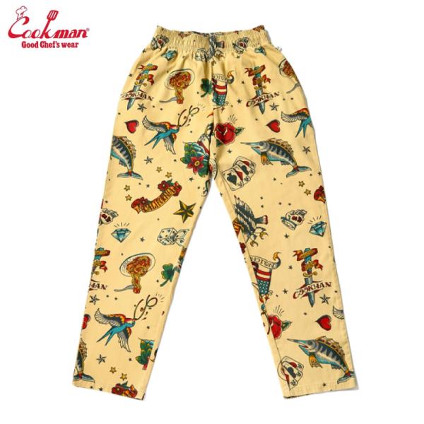 Cookman クックマン シェフパンツ タトゥー柄 タトゥーデザイン アメリカン ポップ 総柄 イ...