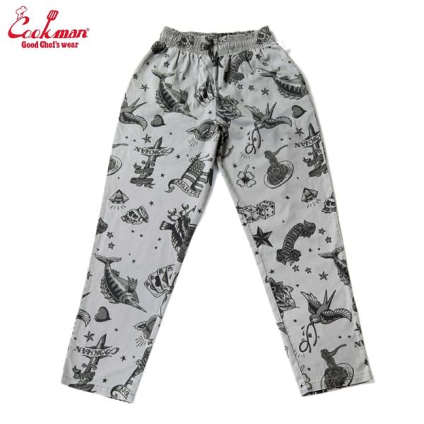 Cookman クックマン シェフパンツ タトゥー柄 タトゥーデザイン アメリカン ポップ 総柄 イ...