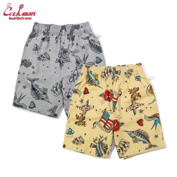 Cookman クックマン ショートパンツ Old Tattoo タトゥー オールドスクール 総柄