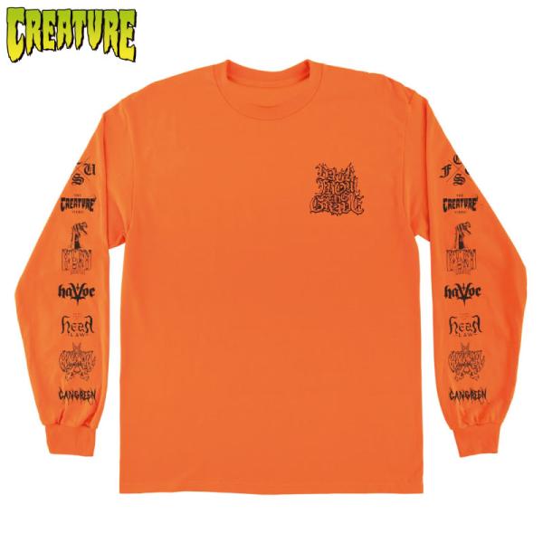 CREATURE クリーチャー ロンT 長袖Tシャツ 袖プリ オレンジ USインポート アメリカ雑貨