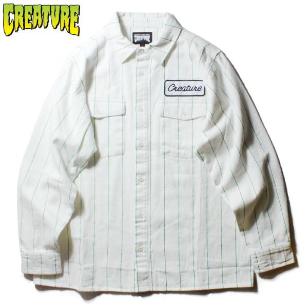 CREATURE クリーチャー ワークシャツ ストライプ柄 ナチュラル
