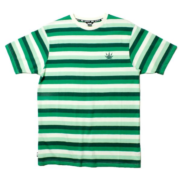 DGK ボーダー Tシャツ 半袖 グリーンベース 緑 マリファナ刺繍