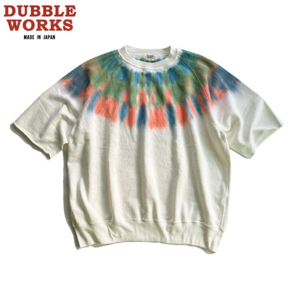 ダブルワークス 半袖スウェット タイダイ染め ノルディック柄 オフホワイト