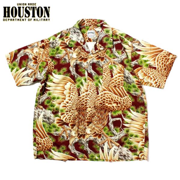 HOUSTON ヒューストン 鷹 アロハシャツ レーヨン混 日本製