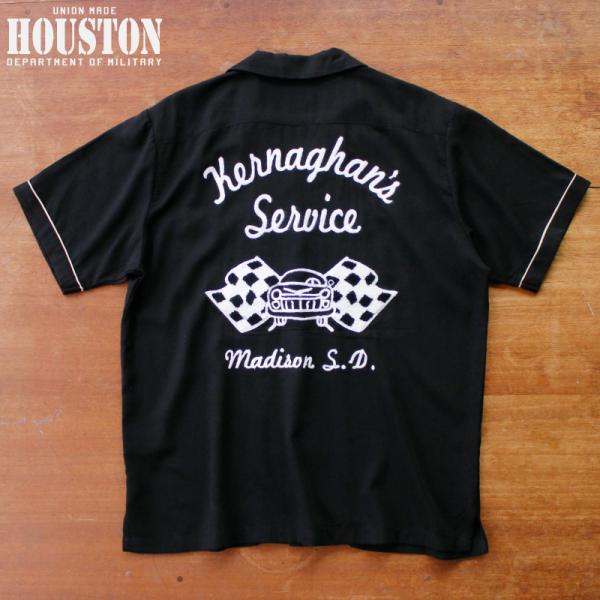 HOUSTON ヒューストン ボーリングシャツ チェーンステッチ刺繍 ブラック 黒