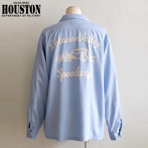 HOUSTON ヒューストン ボーリングシャツ レーヨン オープンカラーシャツ 長袖 チェーンステッ...
