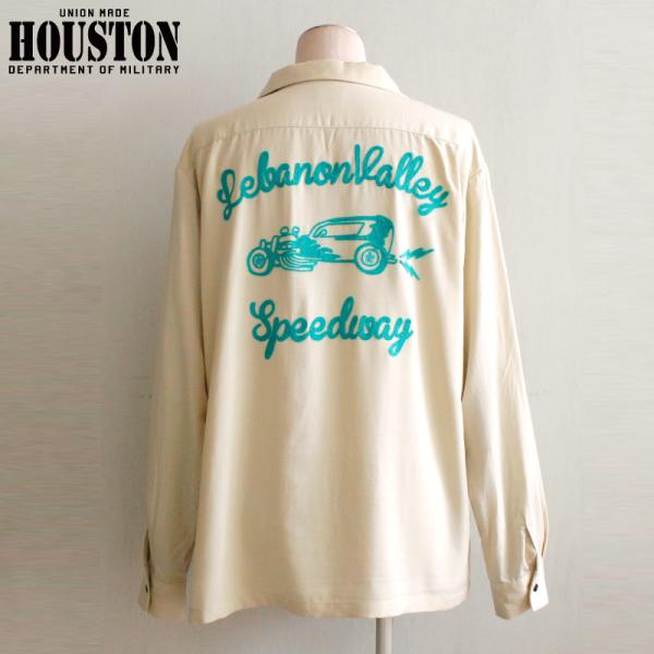 HOUSTON ヒューストン ボーリングシャツ レーヨン オープンカラーシャツ 長袖 チェーンステッ...