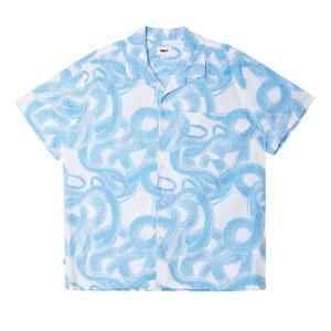 OBEY オベイ オープンカラーシャツ 半袖 スネークプリント 蛇総柄 ホワイトベース 白｜chiki-2