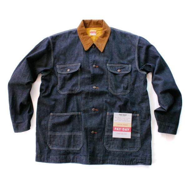 PAYDAY ペイデイ デニムカバーオール ワンウォッシュデニム 日本製 襟コーデュロイ
