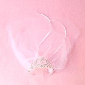 ドール ぬいぐるみ用 キラキラ ティアラ ベール付き