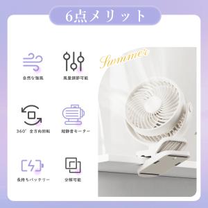 扇風機 クリップ扇風機 卓上扇風機 小型 20...の詳細画像1