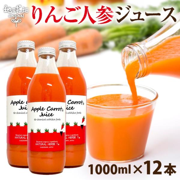 りんごにんじんジュース 1000ml×12本 有機栽培 鹿児島県産 宮崎県産 有機人参 無農薬 無添...