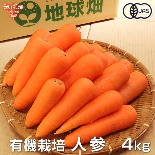 人参 4kg 有機栽培 常温便 鹿児島県産 宮崎県産 有機JAS認証 洗い にんじん ニンジン or...