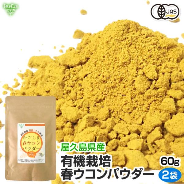 有機春ウコンパウダー 60g×2p 鹿児島県産 屋久島 春うこん ウコン粉末 有機JAS認証 有機栽...