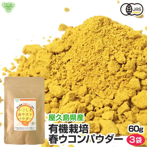 有機春ウコンパウダー 60g×3p 鹿児島県産 屋久島 春うこん ウコン粉末 有機JAS認証 有機栽...