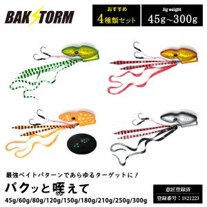 パクッと咥えて おすすめ4個セット タイラバ 45g 60g 80g 120g 150g 180g 210g 250g 300g BAKSTORM バクスト ヘッド ネクタイ オフショア ジギング ルアー 釣具
