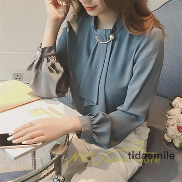 長袖ブラウス レディース 秋物 シャツレディース ブラウスシャツ オフィス シフォンブラウス 30代...