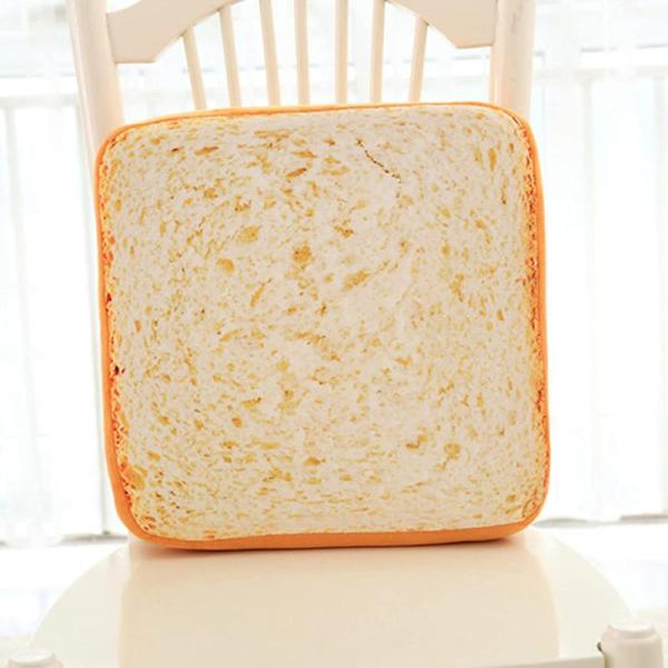 座布団 パン型 クッション 面白い リアル 抱き枕 可愛い イエロー 座椅子 トースト柄 玩具 洗え...