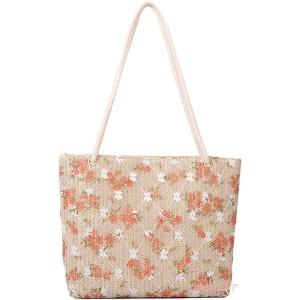 編みバッグ カゴバッグ レース 刺繍 花柄 トー...の商品画像