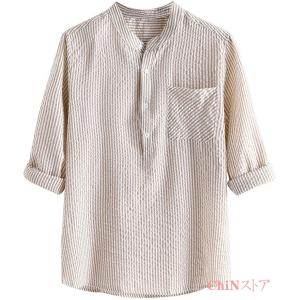 シャツ メンズ 綿麻シャツ ワイシャツ 半袖 リ...の商品画像
