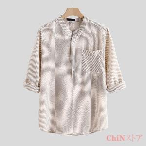 シャツ メンズ 綿麻シャツ ワイシャツ 半袖 ...の詳細画像3